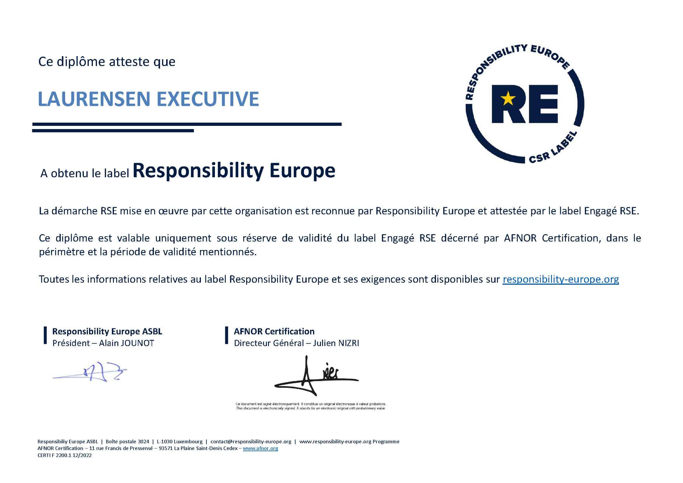 Certification Responsibility Europe